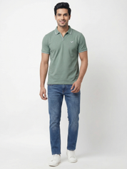 Men Regular Fit Johnny Collar Solid T-Shirt