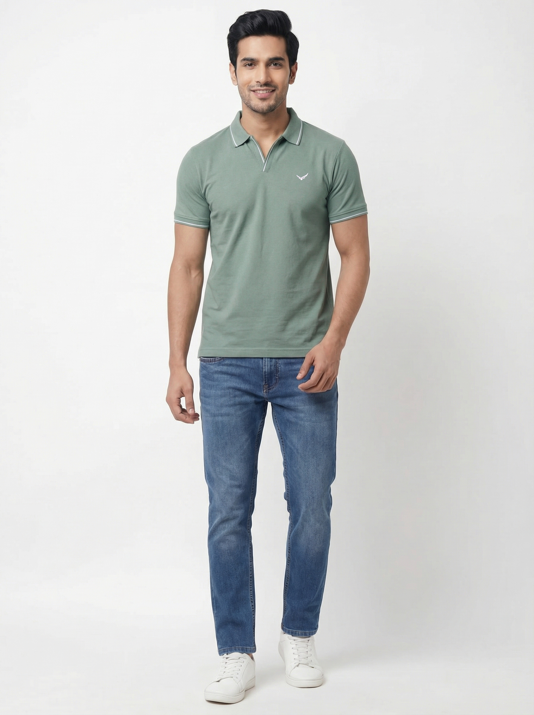 Men Regular Fit Johnny Collar Solid T-Shirt