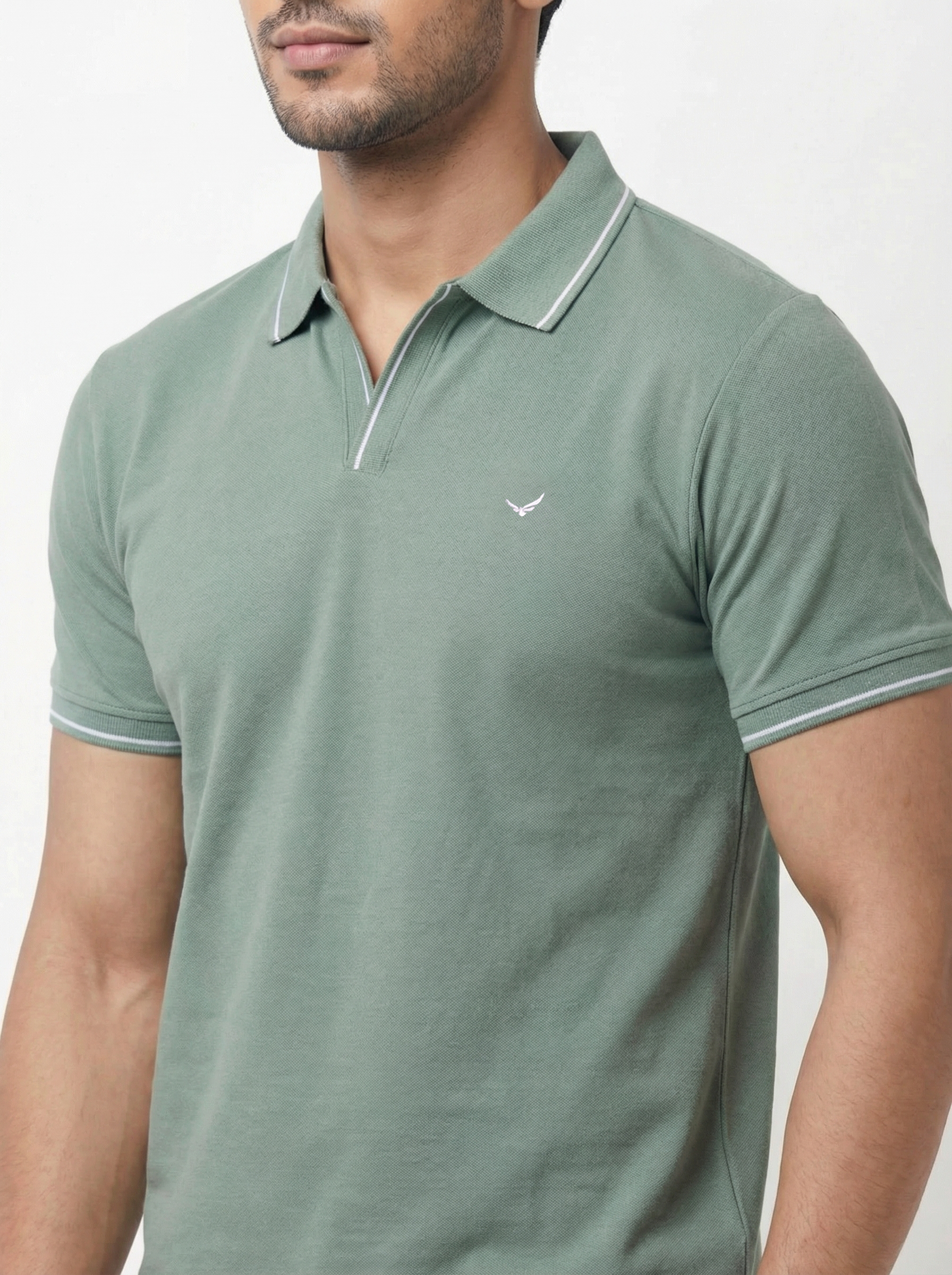 Men Regular Fit Johnny Collar Solid T-Shirt