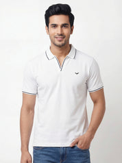 Men Regular Fit Johnny Collar Solid T-Shirt