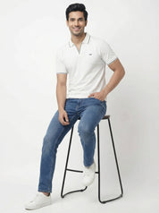 Men Regular Fit Johnny Collar Solid T-Shirt