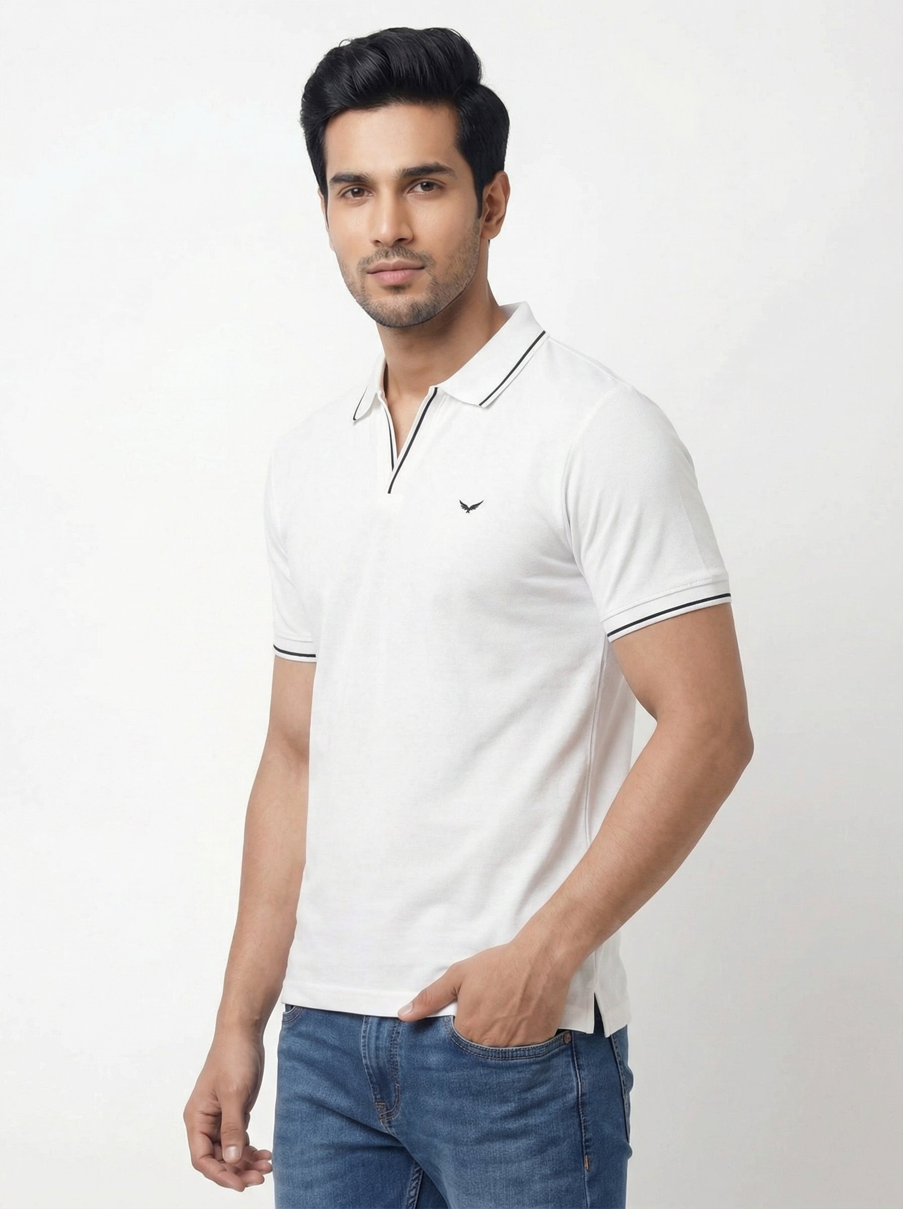 Men Regular Fit Johnny Collar Solid T-Shirt