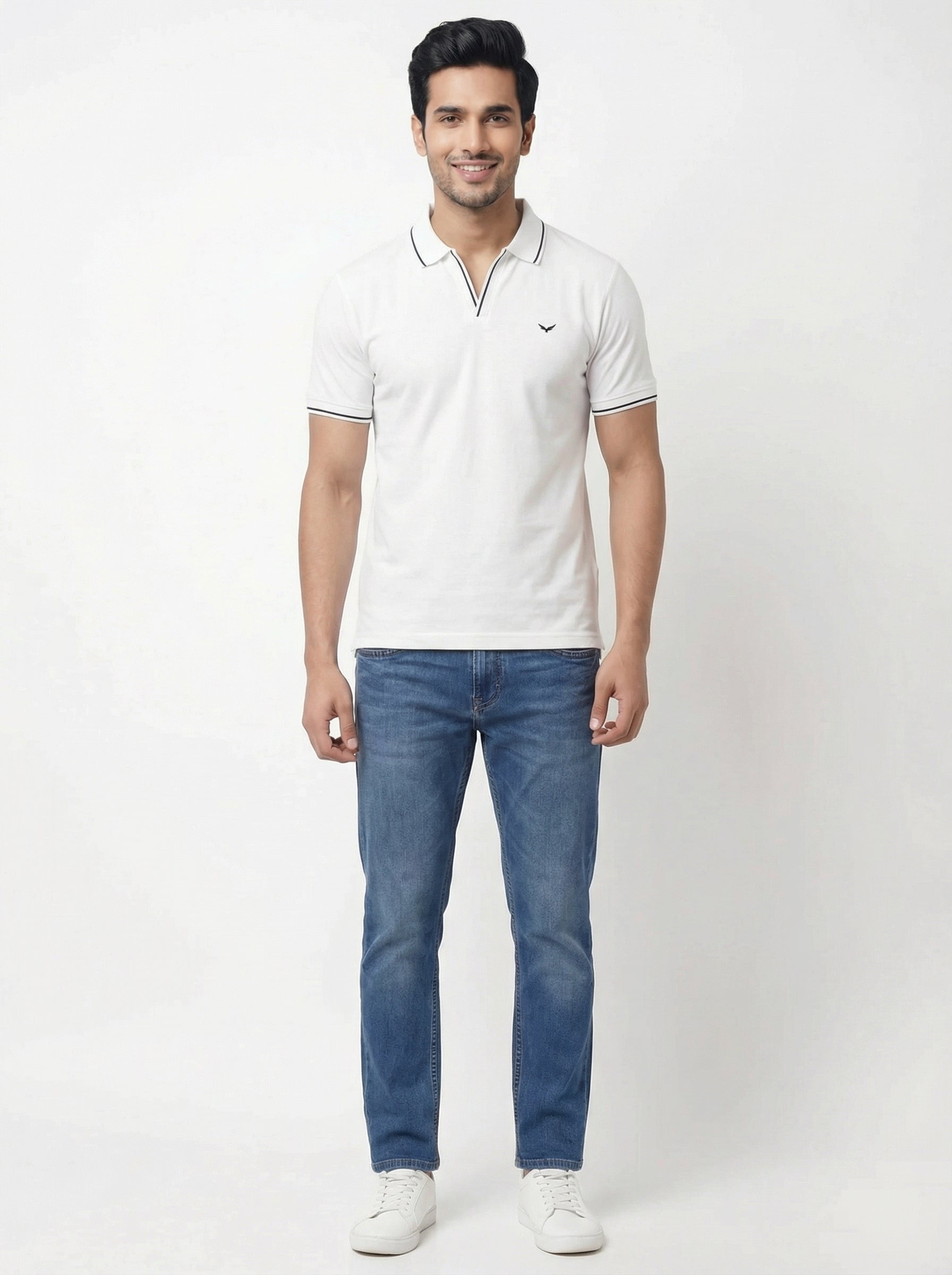 Men Regular Fit Johnny Collar Solid T-Shirt