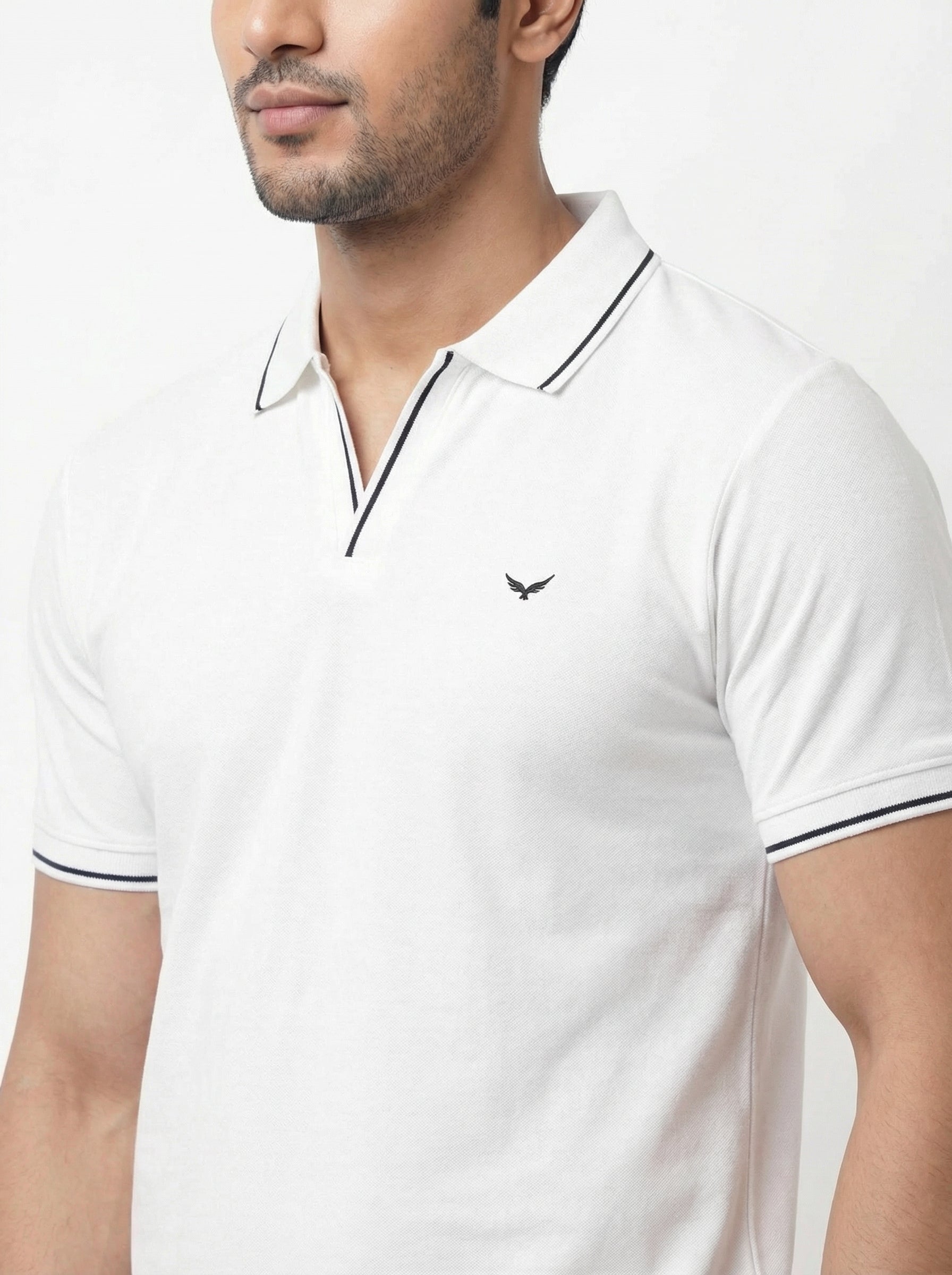 Men Regular Fit Johnny Collar Solid T-Shirt