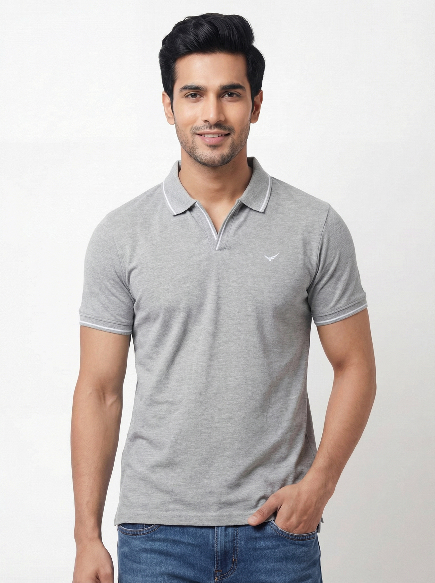 Men Regular Fit Johnny Collar Solid T-Shirt