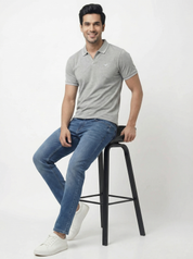 Men Regular Fit Johnny Collar Solid T-Shirt