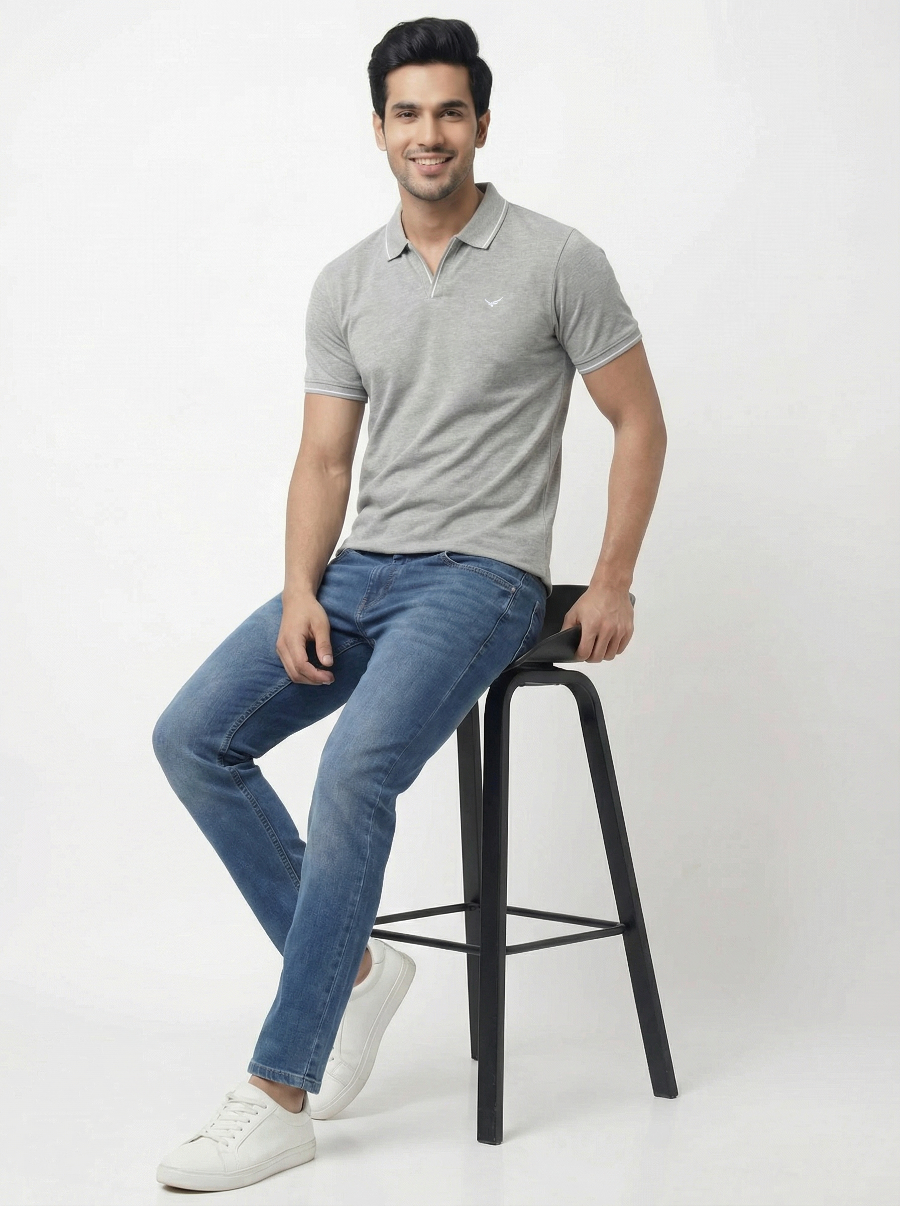 Men Regular Fit Johnny Collar Solid T-Shirt