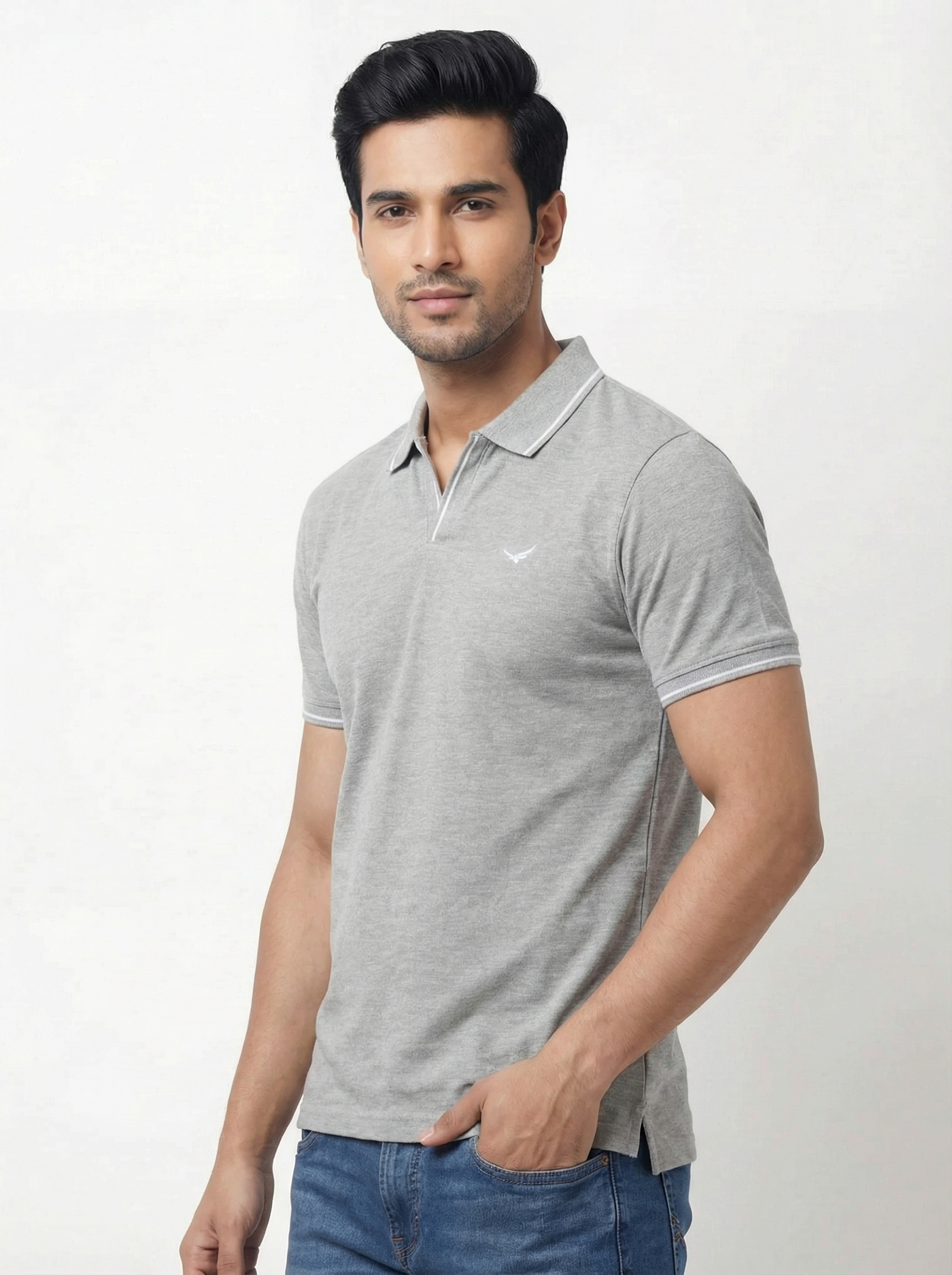 Men Regular Fit Johnny Collar Solid T-Shirt