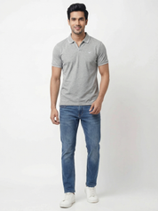 Men Regular Fit Johnny Collar Solid T-Shirt