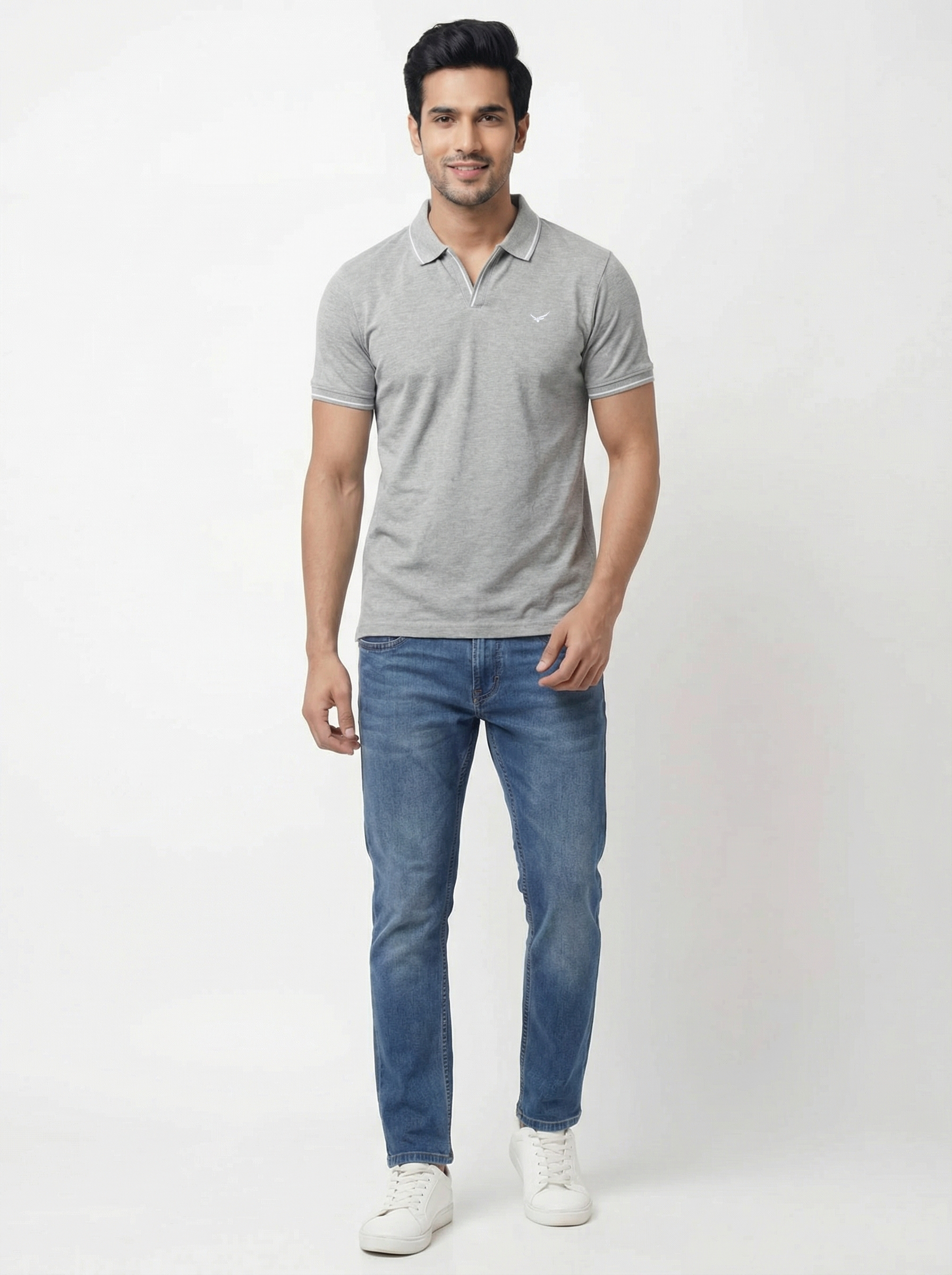 Men Regular Fit Johnny Collar Solid T-Shirt