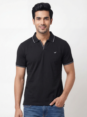 Men Regular Fit Johnny Collar Solid T-Shirt