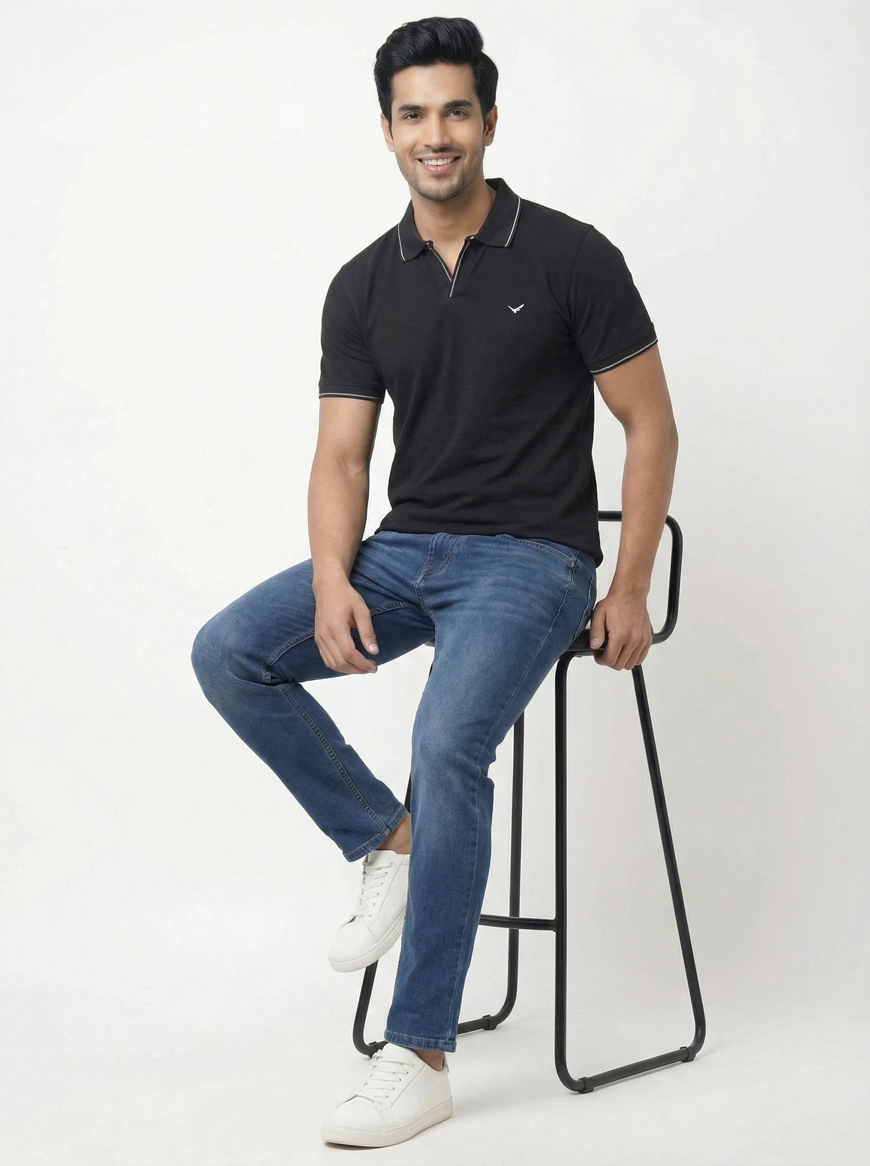Men Regular Fit Johnny Collar Solid T-Shirt