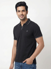 Men Regular Fit Johnny Collar Solid T-Shirt