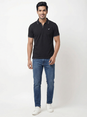 Men Regular Fit Johnny Collar Solid T-Shirt