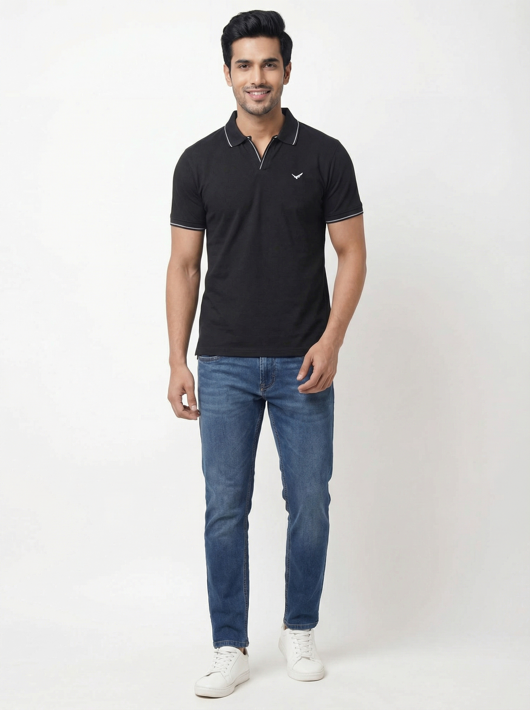 Men Regular Fit Johnny Collar Solid T-Shirt