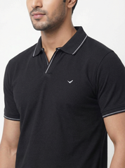 Men Regular Fit Johnny Collar Solid T-Shirt
