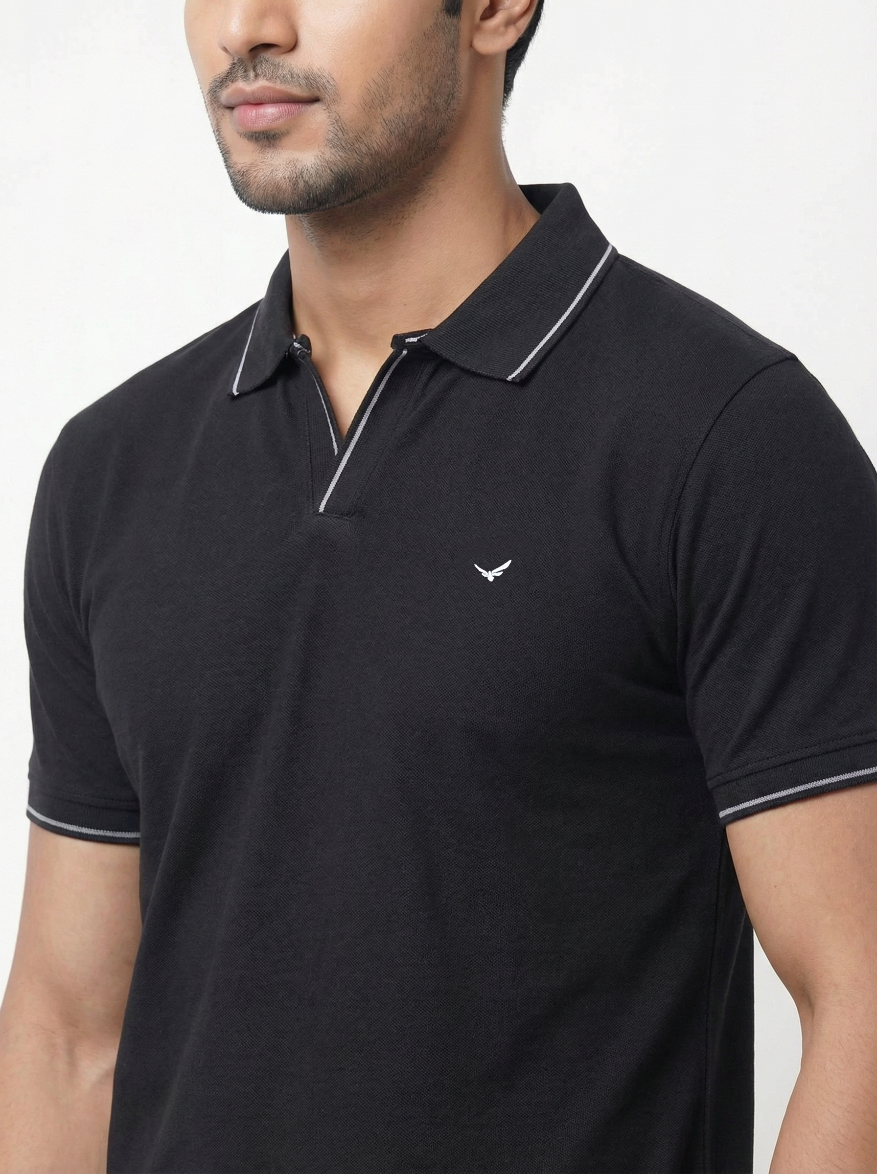 Men Regular Fit Johnny Collar Solid T-Shirt