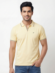 Men Regular Fit Johnny Collar Solid T-Shirt