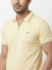 Men Regular Fit Johnny Collar Solid T-Shirt