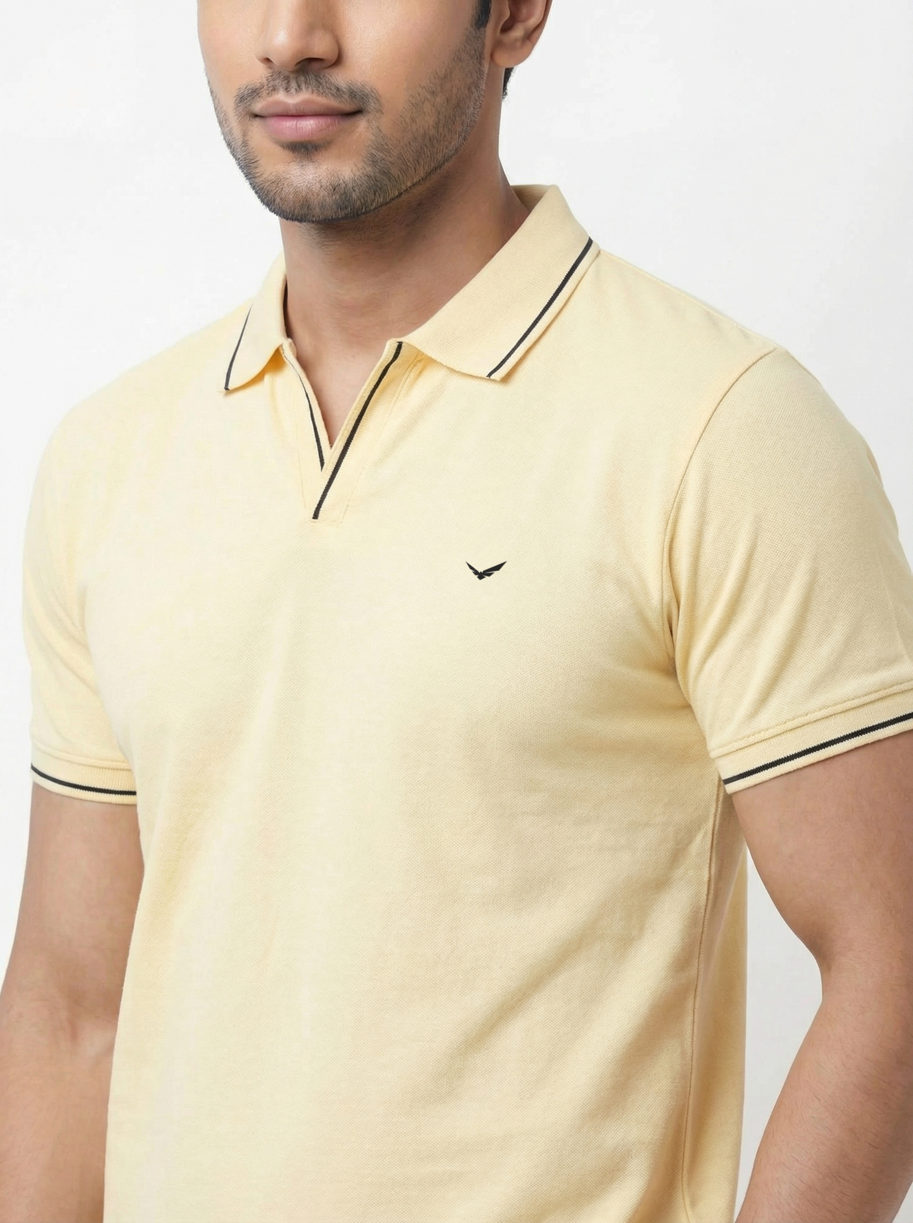 Men Regular Fit Johnny Collar Solid T-Shirt