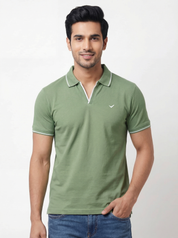 Men Regular Fit Johnny Collar Solid T-Shirt