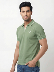 Men Regular Fit Johnny Collar Solid T-Shirt