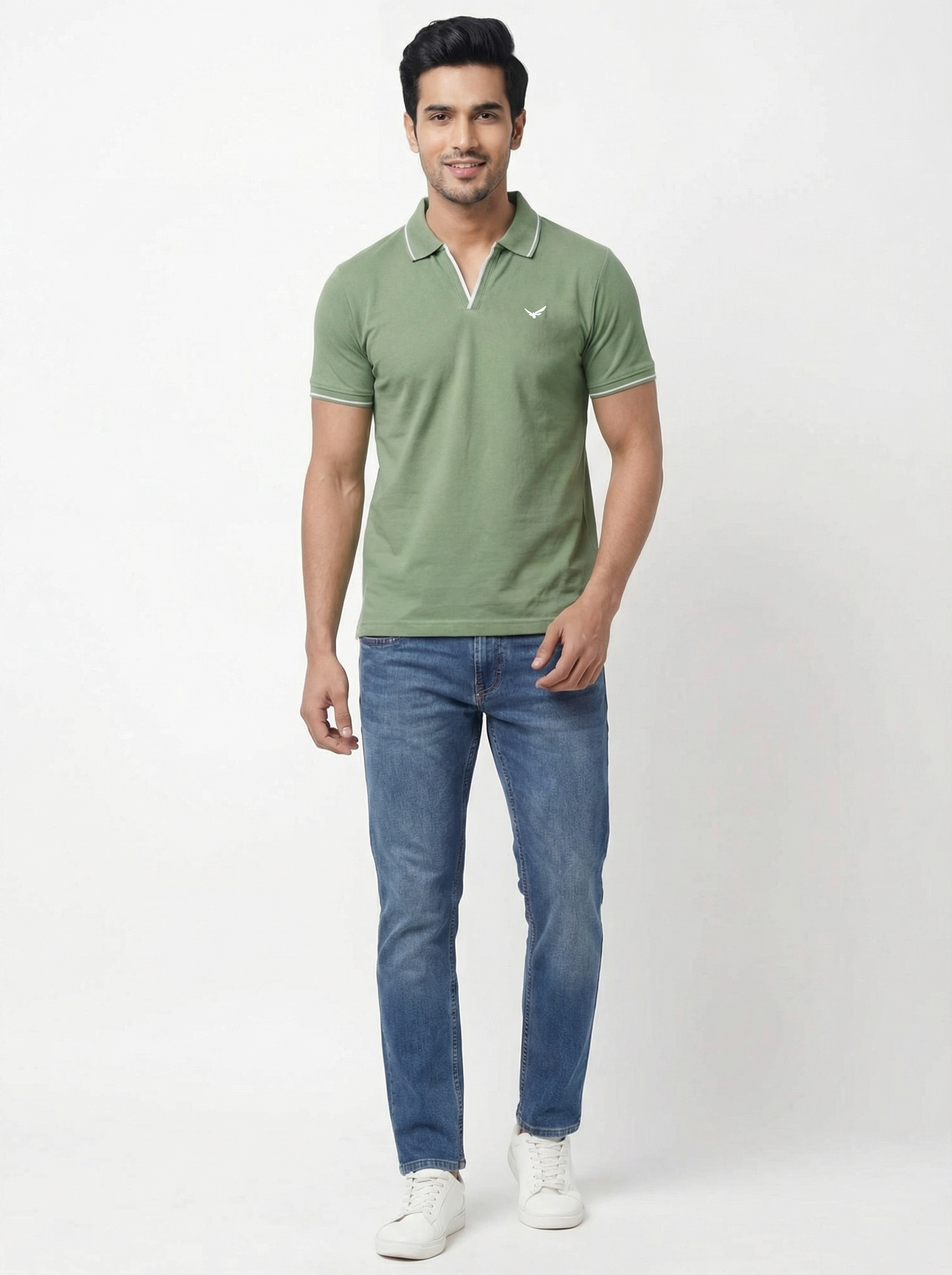Men Regular Fit Johnny Collar Solid T-Shirt