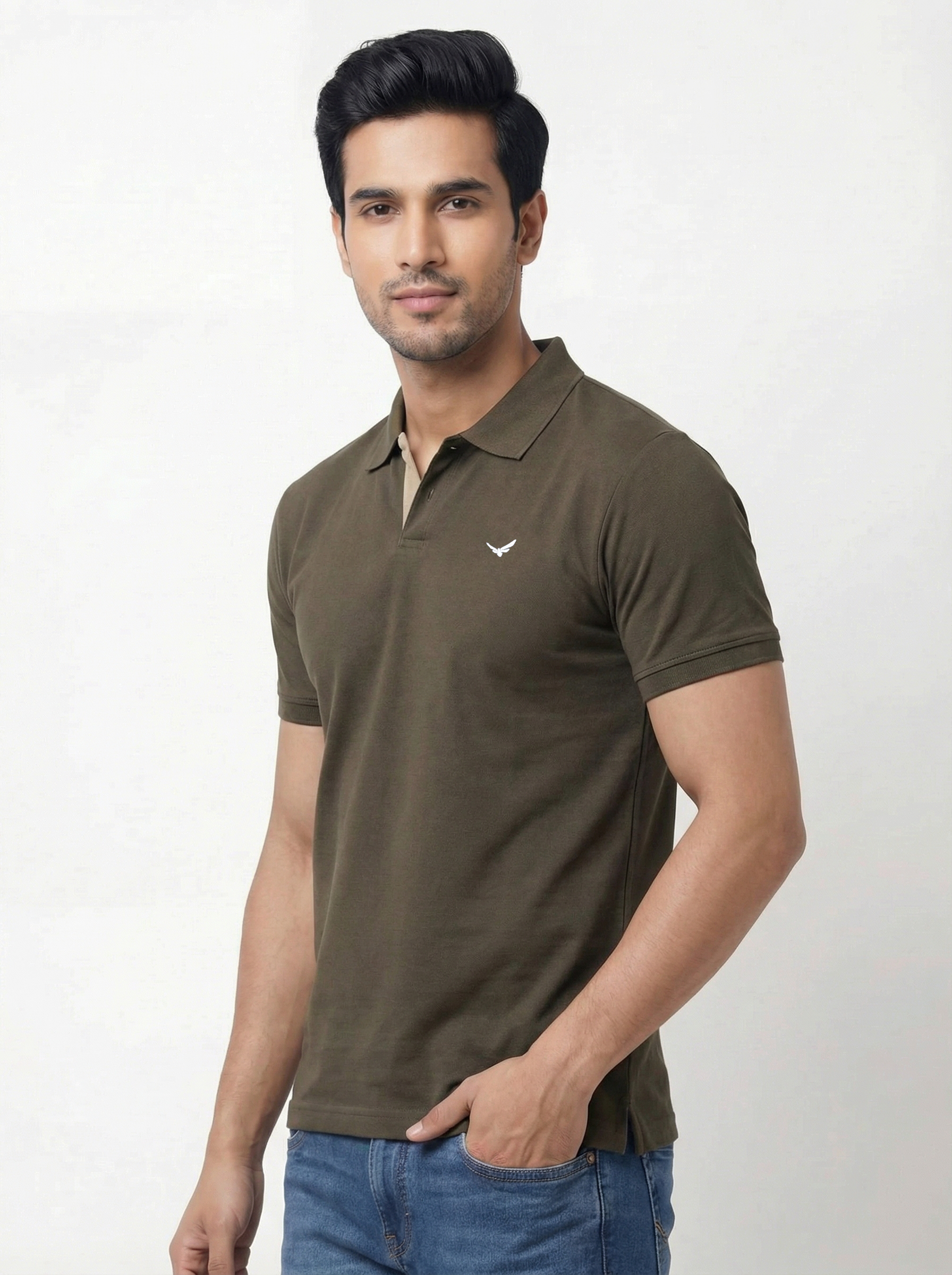 Men Regular Fit Johnny Collar Solid T-Shirt