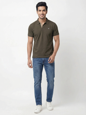 Men Regular Fit Johnny Collar Solid T-Shirt