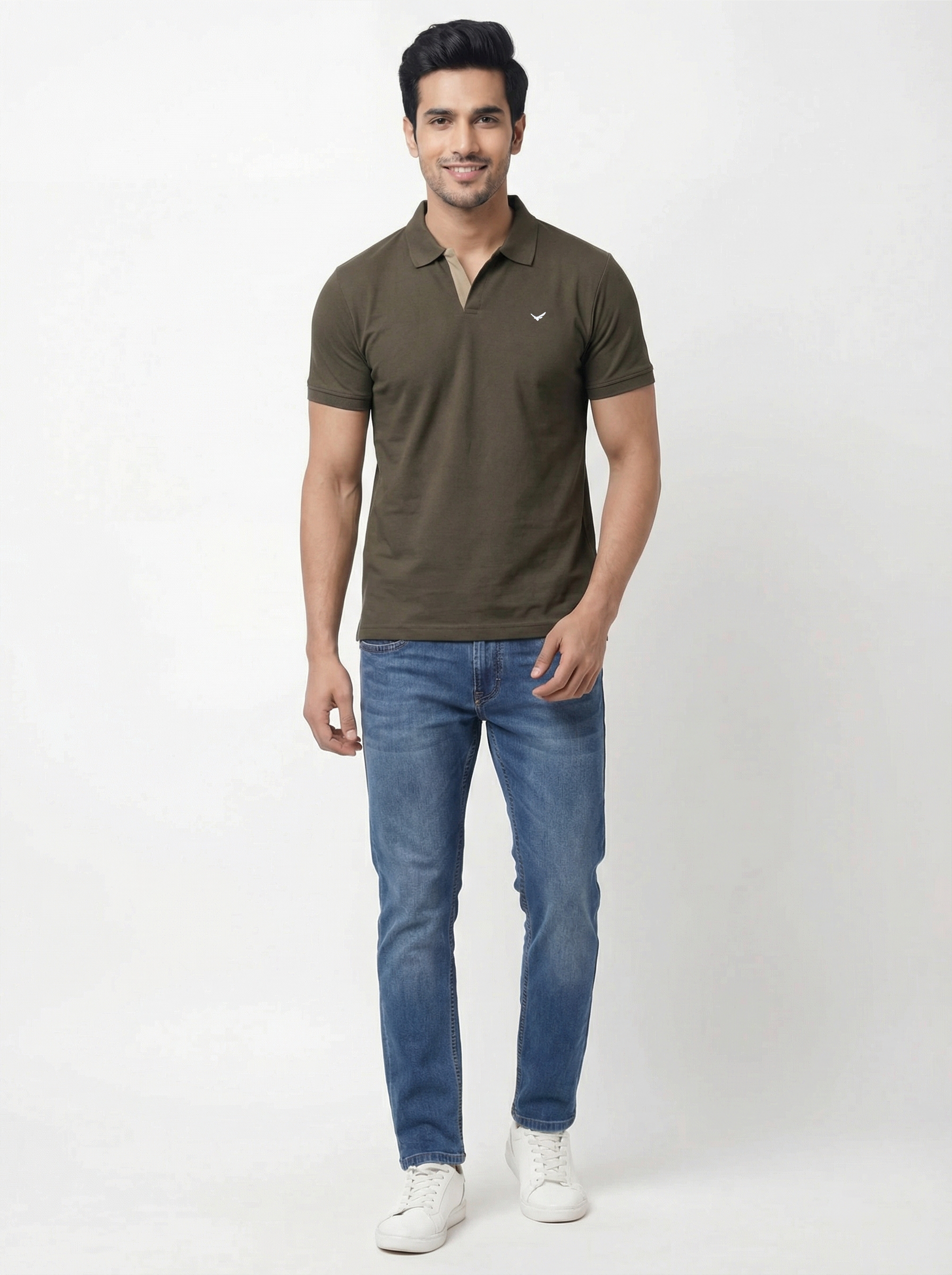 Men Regular Fit Johnny Collar Solid T-Shirt