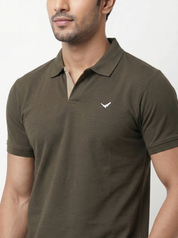 Men Regular Fit Johnny Collar Solid T-Shirt