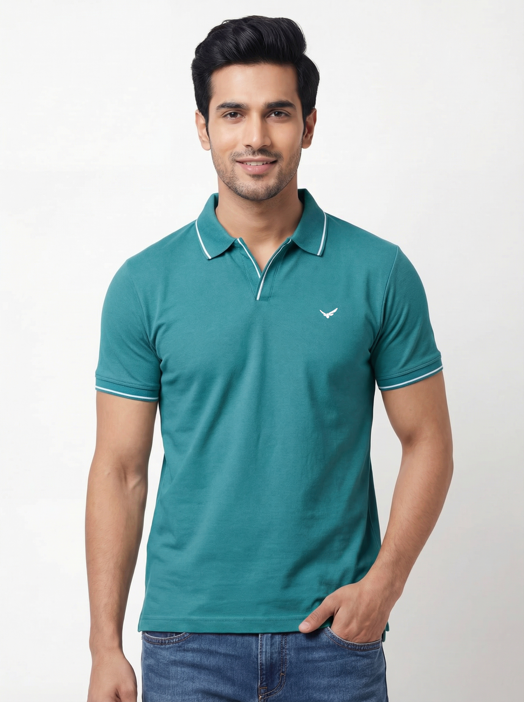 Men Regular Fit Johnny Collar Solid T-Shirt