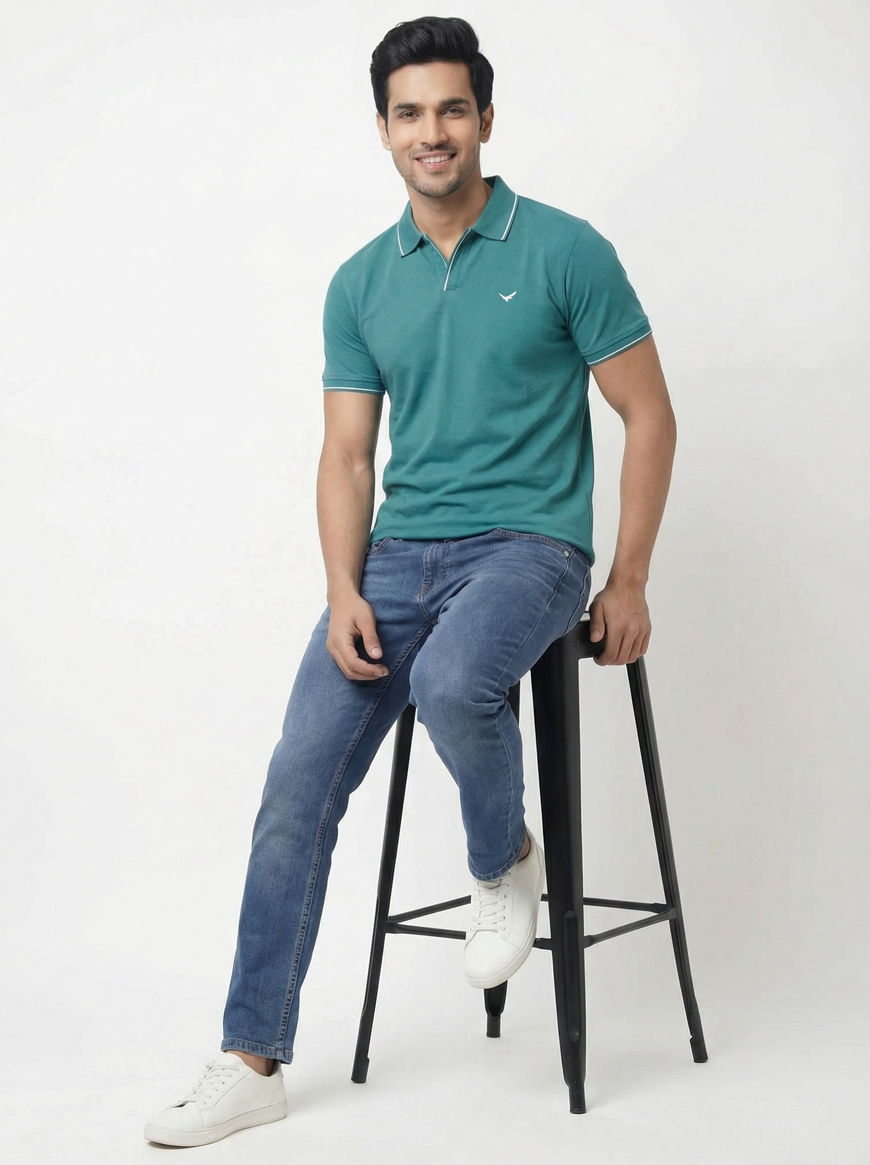 Men Regular Fit Johnny Collar Solid T-Shirt