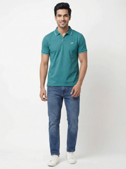 Men Regular Fit Johnny Collar Solid T-Shirt