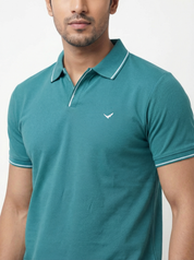 Men Regular Fit Johnny Collar Solid T-Shirt