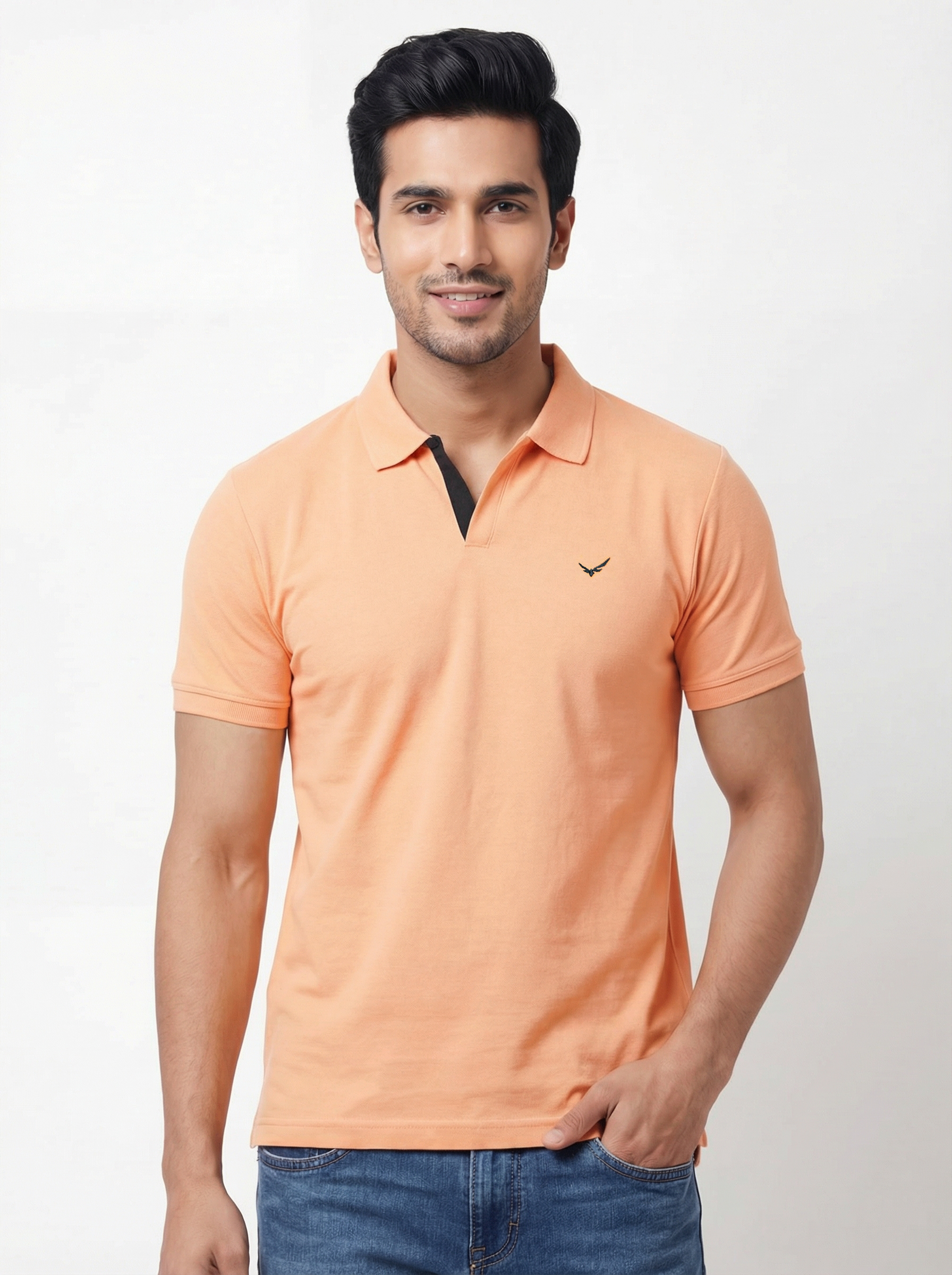 Men Regular Fit Johnny Collar Solid T-Shirt
