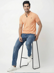 Men Regular Fit Johnny Collar Solid T-Shirt