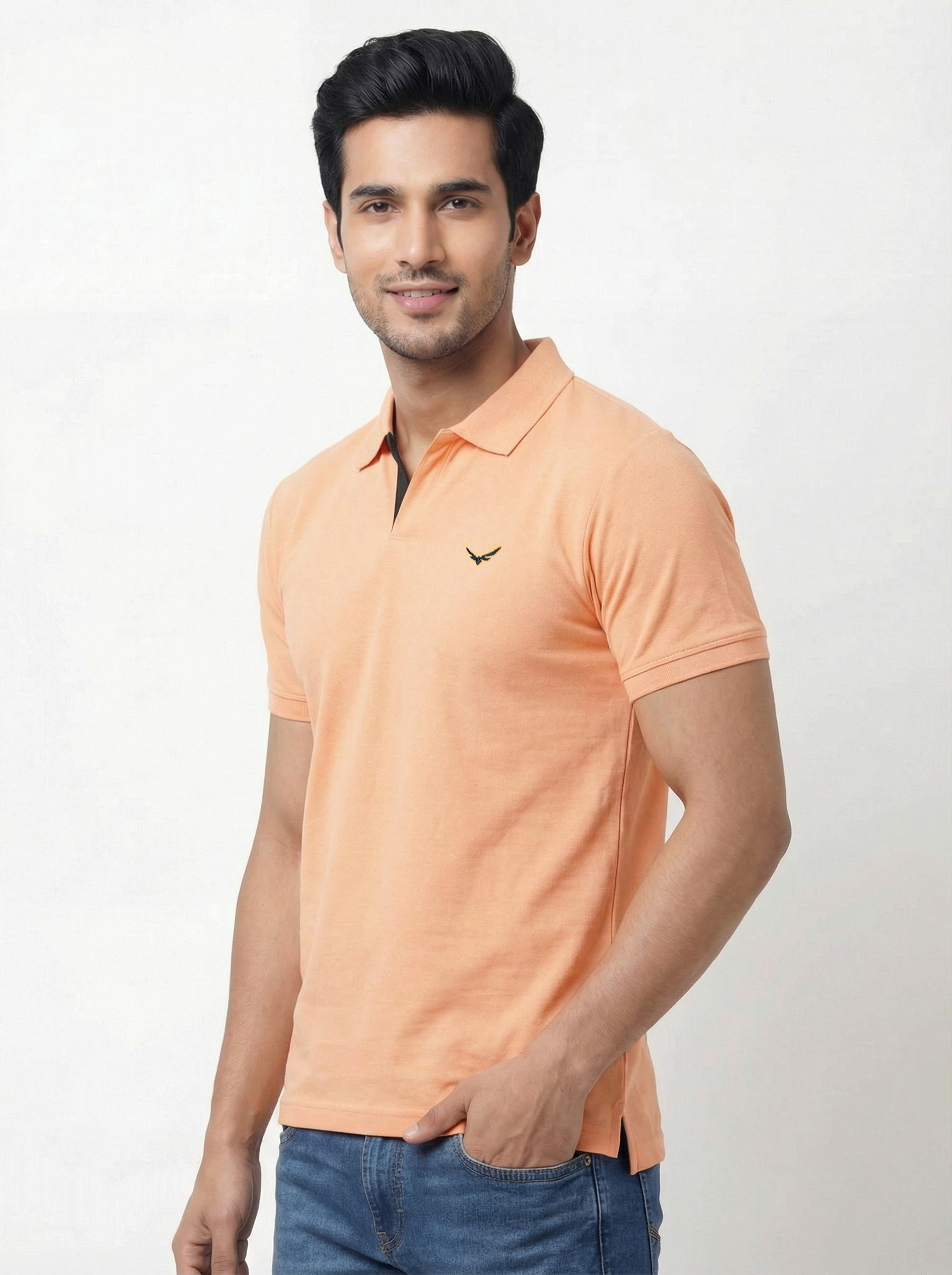 Men Regular Fit Johnny Collar Solid T-Shirt