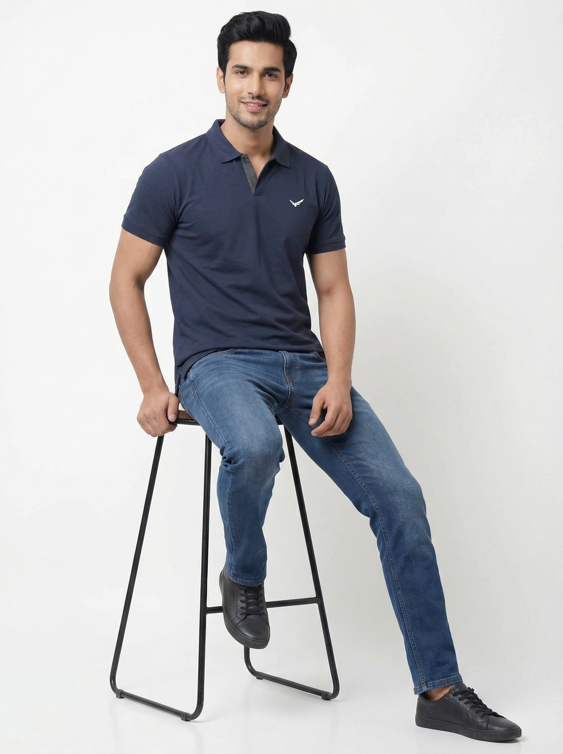 Men Regular Fit Johnny Collar Solid T-Shirt