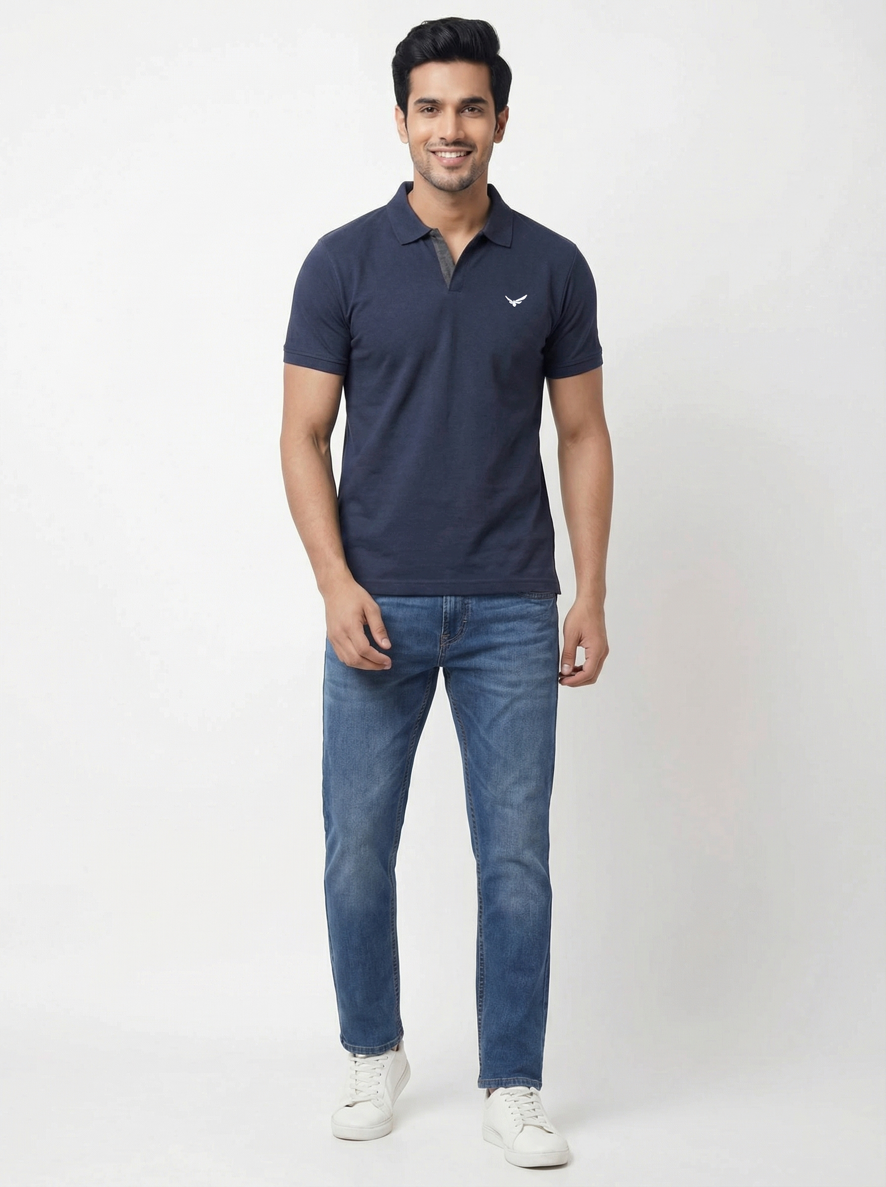 Men Regular Fit Johnny Collar Solid T-Shirt