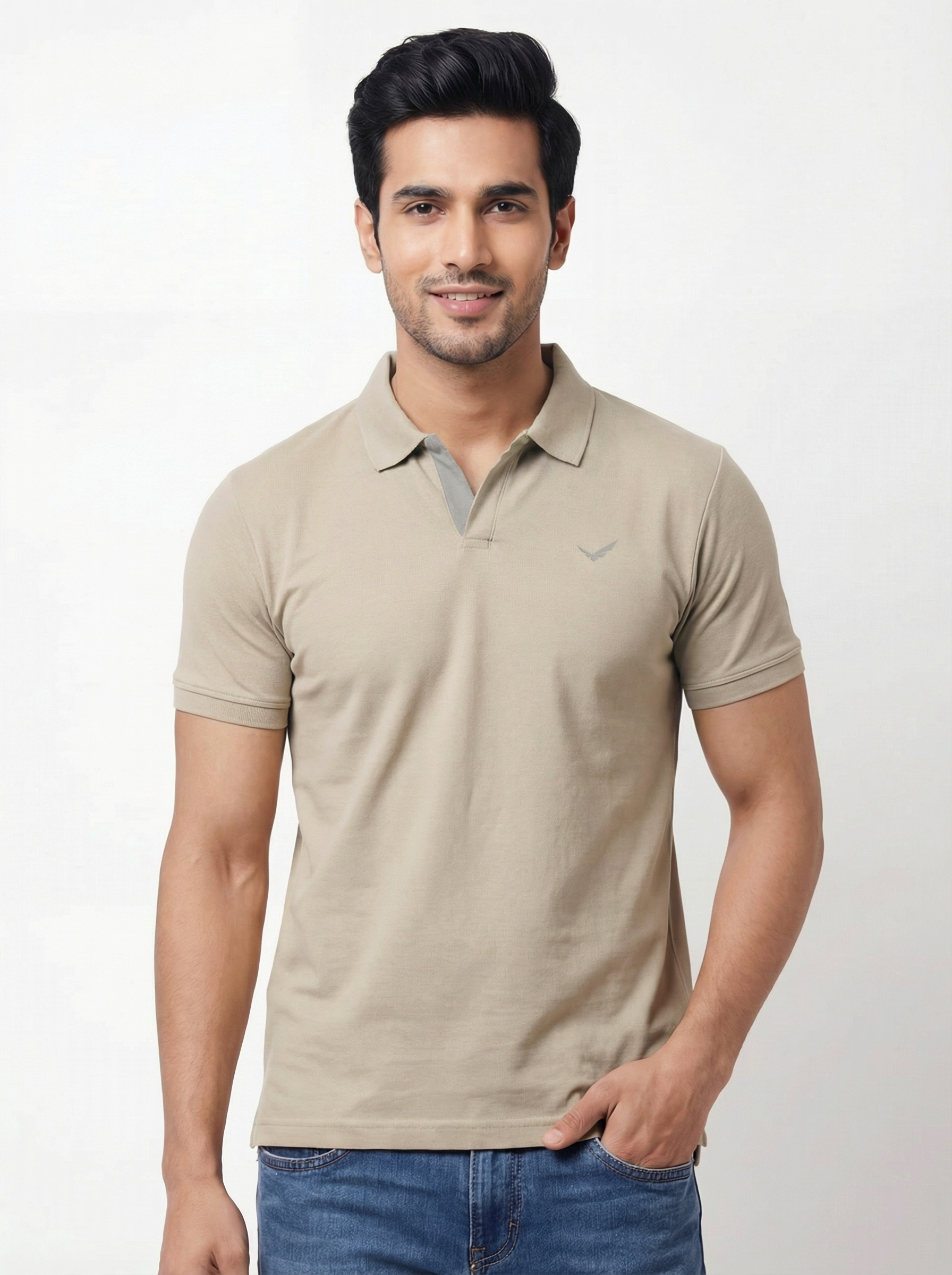 Men Regular Fit Johnny Collar Solid T-Shirt