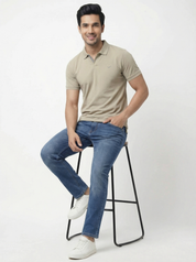 Men Regular Fit Johnny Collar Solid T-Shirt