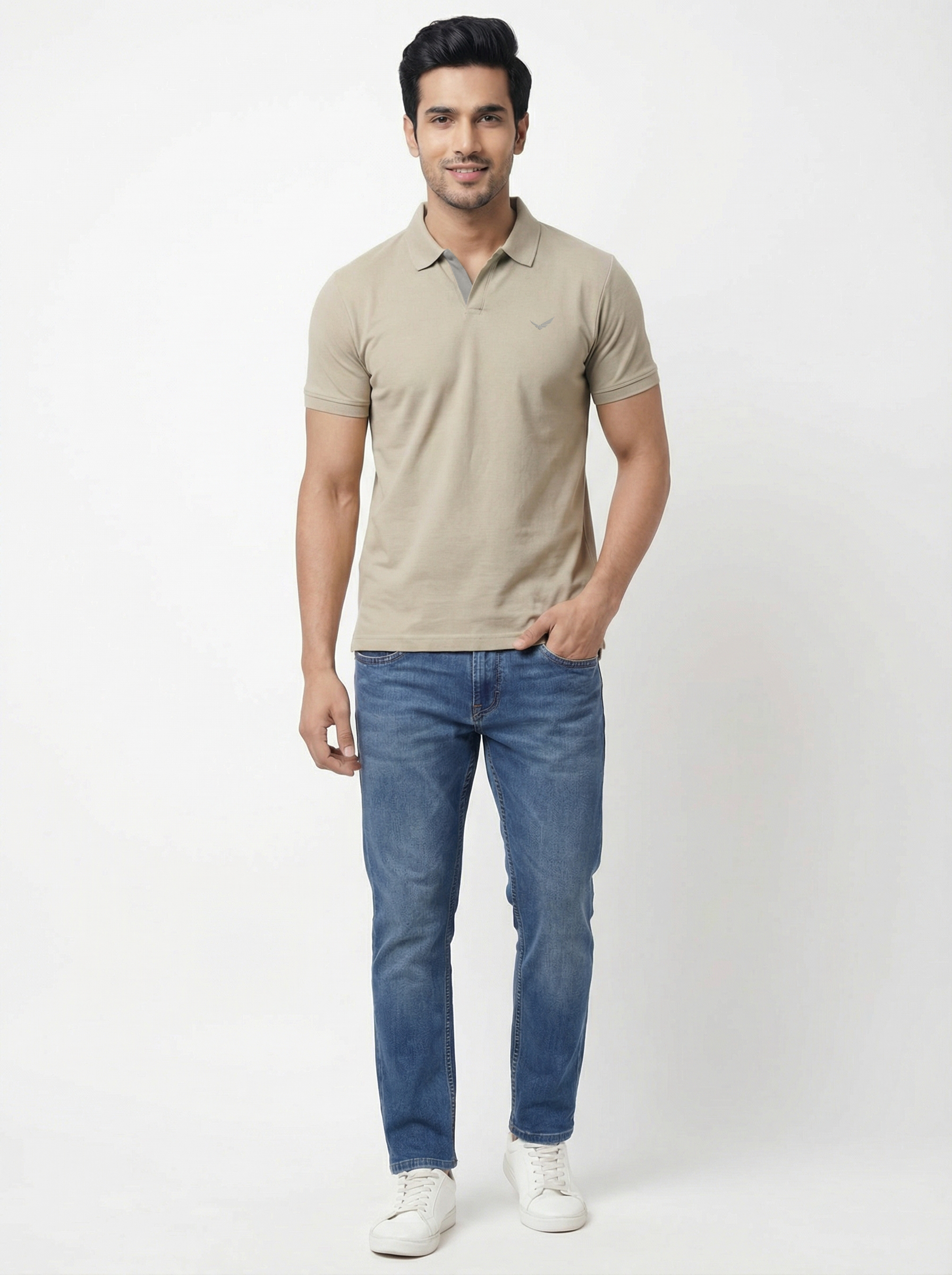 Men Regular Fit Johnny Collar Solid T-Shirt