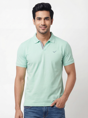 Men Regular Fit Johnny Collar Solid T-Shirt