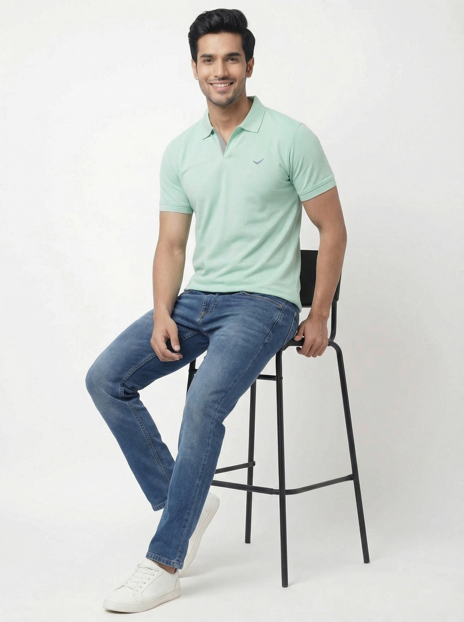 Men Regular Fit Johnny Collar Solid T-Shirt