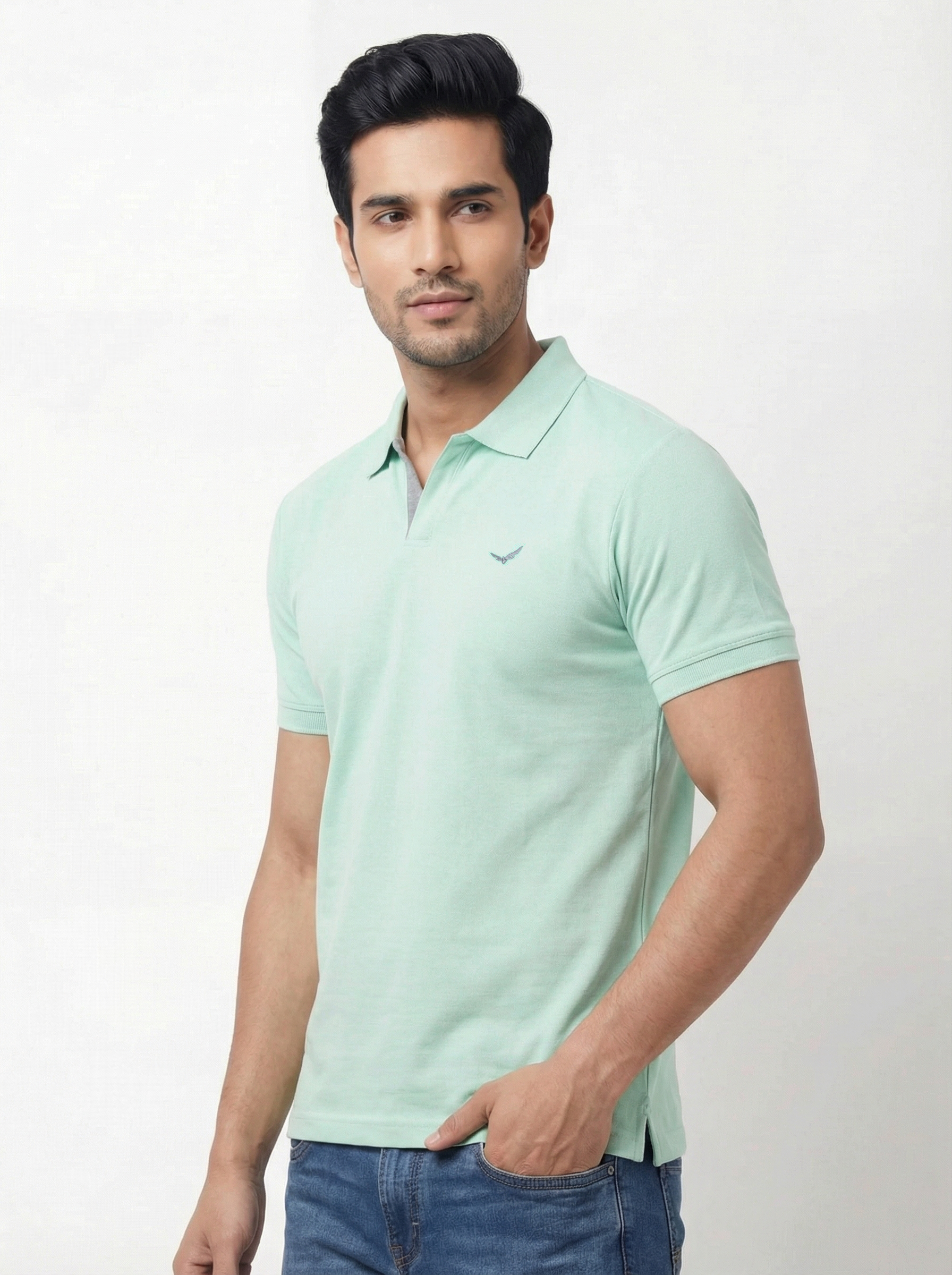 Men Regular Fit Johnny Collar Solid T-Shirt