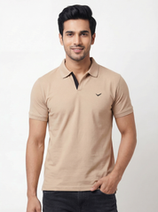 Men Regular Fit Johnny Collar Solid T-Shirt