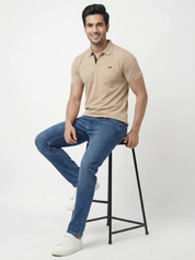 Men Regular Fit Johnny Collar Solid T-Shirt