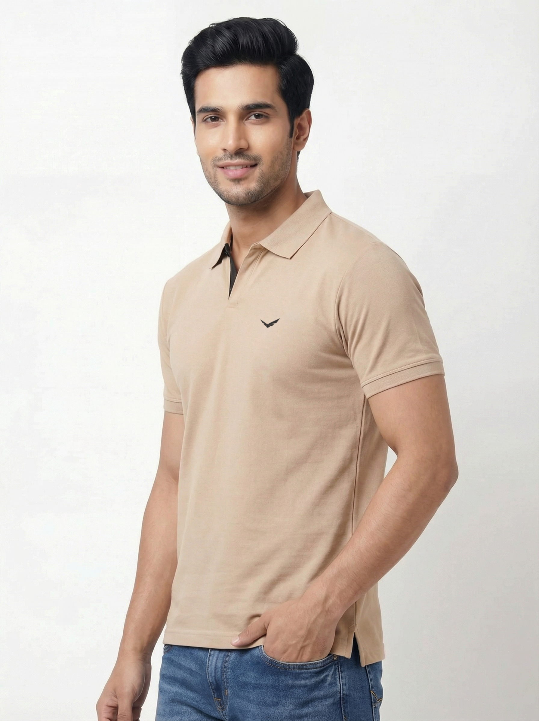 Men Regular Fit Johnny Collar Solid T-Shirt