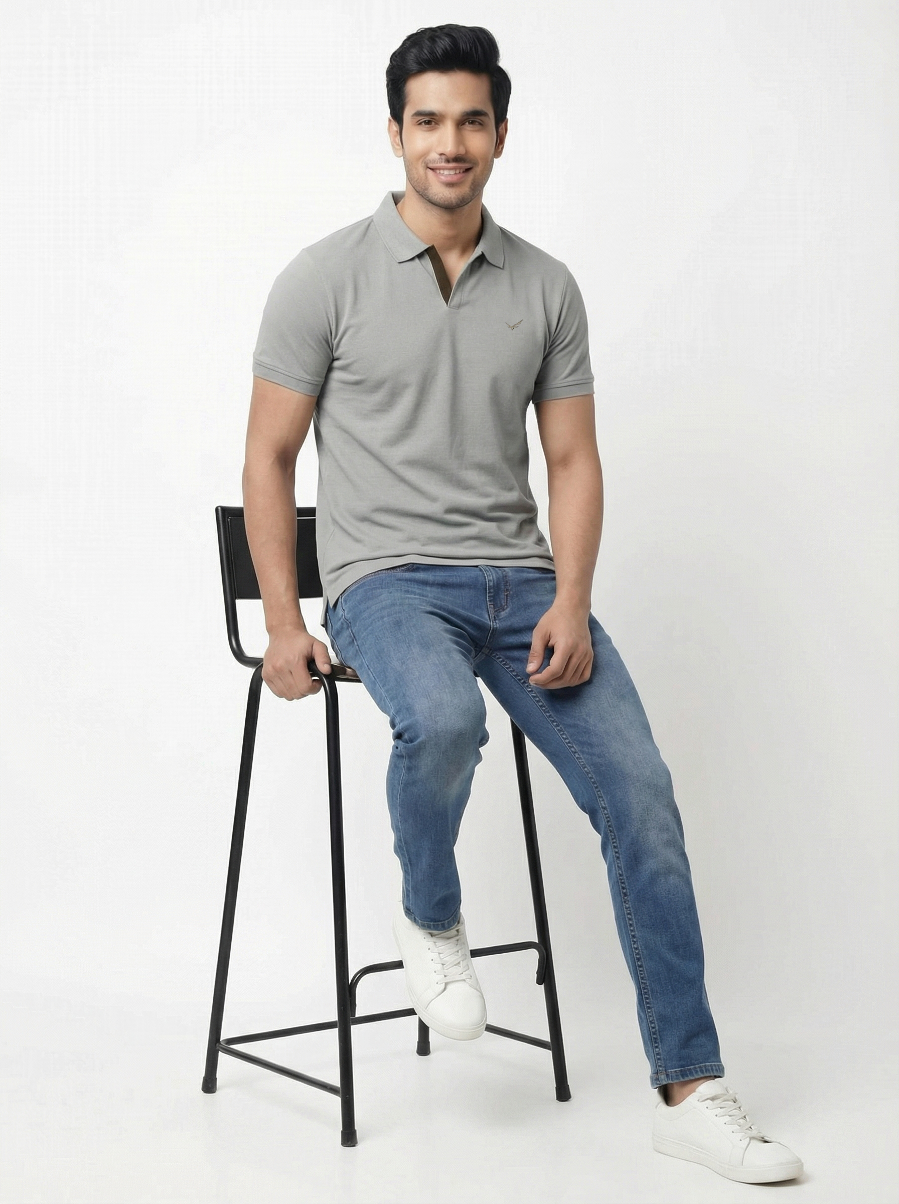 Men Regular Fit Johnny Collar Solid T-Shirt